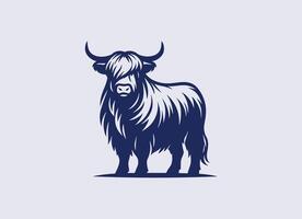 Highland Cow Logo Farm Animal Emblem Design vector