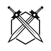 Crossed Swords Emblem Logo Medieval Weapon Design vector