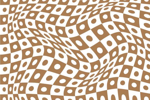 simple abstract brown white polka square wavy pattern warped checkerboard brown and white optical illusion