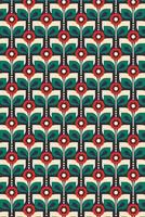 Natural Pattern Elegant Green Red Flower vector