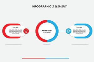 Creative 2-element infographic template with circular flow. Ideal for illustrating connections, comparisons, or a two-step process in presentations and reports. Easy to customize. vector