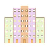 Tall colored apartment buildings with windows. vector
