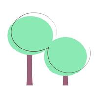 Minimal green tree illustration with round foliage design. vector
