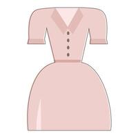 Light pink vintage dress with buttons and short sleeves. vector