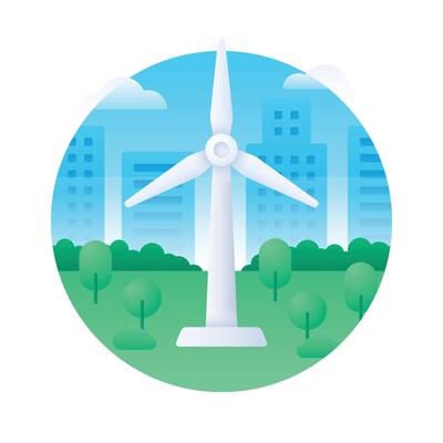 Flat Gradient Wind Turbine Illustration