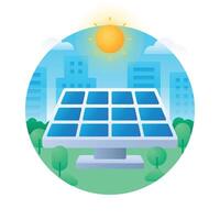 Solar panel in urban setting vector