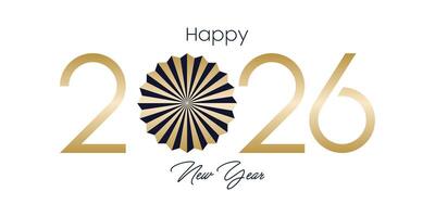 happy new year 2026 logo, with gold numbers on white background, for poster, calendar vector