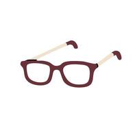 Eyeglasses with dark red frame isolated on white background, ideal for reading, vision, or school-themed visuals vector