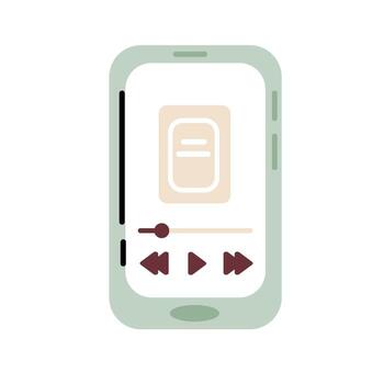 Mobile phone screen showing audiobook app interface, isolated on white background, perfect for podcast, media, and digital content vector