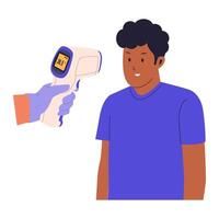 Temperature Check with Digital Thermometer vector