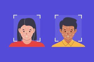 Flat Illustration of Face Scanner and Facial Recognition Technology vector