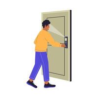 Flat Illustration of Smart Lock Face Recognition Access vector