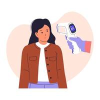Flat Illustration of Temperature Check with Infrared Thermometer vector