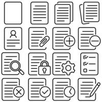 Documents Icon Set Outline Style vector