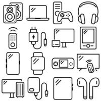 Consumer Electronics Essentials Icon Set Outline Style vector