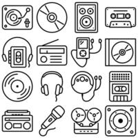 Vintage Music and Audio Icon Set Outline Style vector