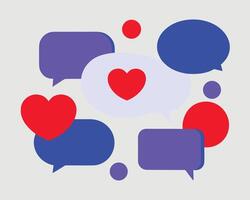 Colorful Chat Bubbles with Hearts and Circles on a Light Background vector