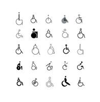 Accessible icons, inclusive toilet symbols and disability signs for public places drawing on white bg. vector