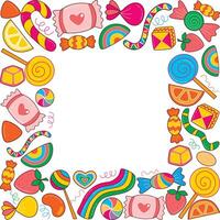 Square frame of candies and sweets vector