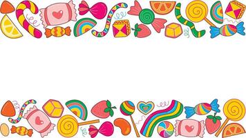 Horizontal background with frame of candies and sweets vector
