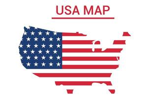 United States Map Filled with American Flag Design on White Background with USA MAP Text Above and a Red Line Separating the Text from the vector