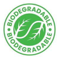 Green Biodegradable Symbol with Leaf Design Emphasizing Eco Friendliness and Sustainability Promoting Environmental Awareness and Responsible Consumption Set Against a Clean White Background vector