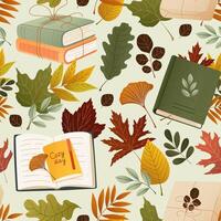 Autumn leaves and books illustration vector