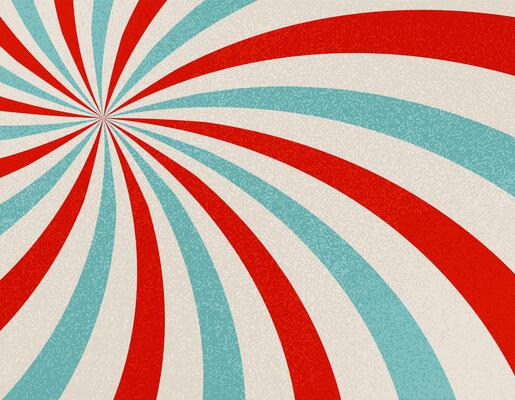 Vintage style radial pattern in red, teal and beige. illustration