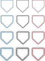 Abstract Plates set frame made from red baseball stitch details. vector