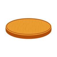 Round wooden chopping board, side view, insulated on white background. vector