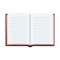 Mockup of a book, diary or notebook with blank white paper ruled pages isolated on white background. blank notepad red cover hardcover vector
