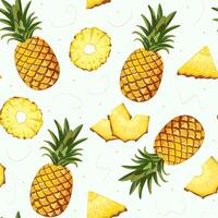 Colorful pineapple illustrations on a pattern vector