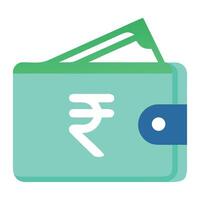 Indian rupee currency in wallet icon for finance and money management illustration design element asset vector
