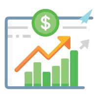 Financial growth chart analysis with dollar coin and arrow for business success and investment strategy vector