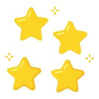 Cute yellow stars clip art for design element and decoration with sparkle effect for graphic projects vector