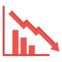 Red declining graph illustration for business finance and stock market analysis and economic downturns vector
