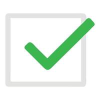 Green check mark symbol in box for approval success confirmation or task complete icon design element vector