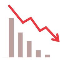 Stock market crash illustration showing financial crisis and economic recession with falling graph chart vector
