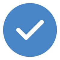 Blue check mark icon verified badge symbol ui element for social media platform interface design asset vector