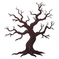 Isolated spooky dead tree illustration for halloween design and scary autumn season clip art graphic element vector
