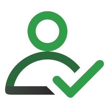User profile verification success green checkmark icon for account confirmation and access granted vector