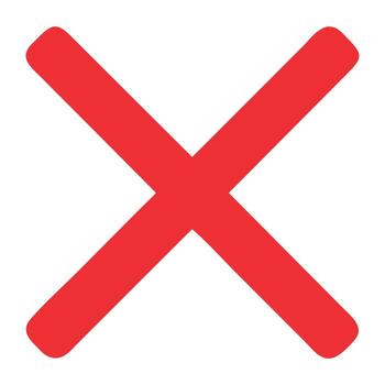 Red x mark symbol graphic error sign cross out reject icon cancel delete close wrong button isolated vector