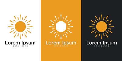 Sun logo design with simple shape. Premium vector
