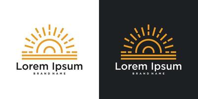 Sunrise or sunset logo designs with linear style vector