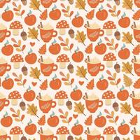 Autumn pattern with fruits and leaves vector