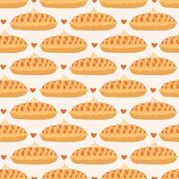 Pattern of pies with hearts vector