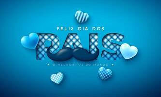 Father's Day design with hearts and mustache vector