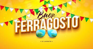 Buon Ferragosto with decorations and sunglasses vector