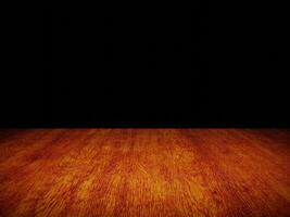 Smooth light wood table with gentle texture, perfectly framed against a black background. photo