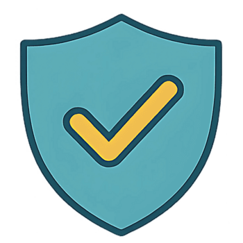 Security shield icon with checkmark, protection and verification symbol for secure finance apps, data safety platforms, cybersecurity dashboards, and privacy tools png